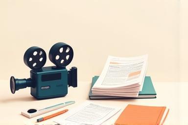 Image representing filmmaking basics with a camera and storyboard