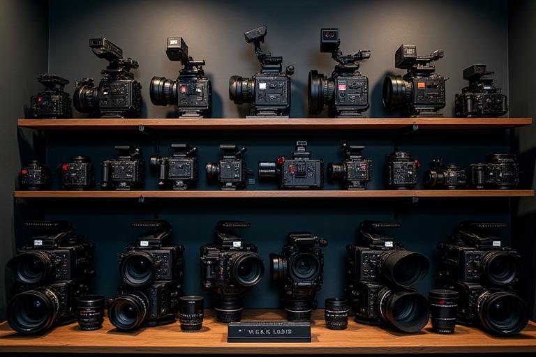 Collection of professional film cameras from various brands